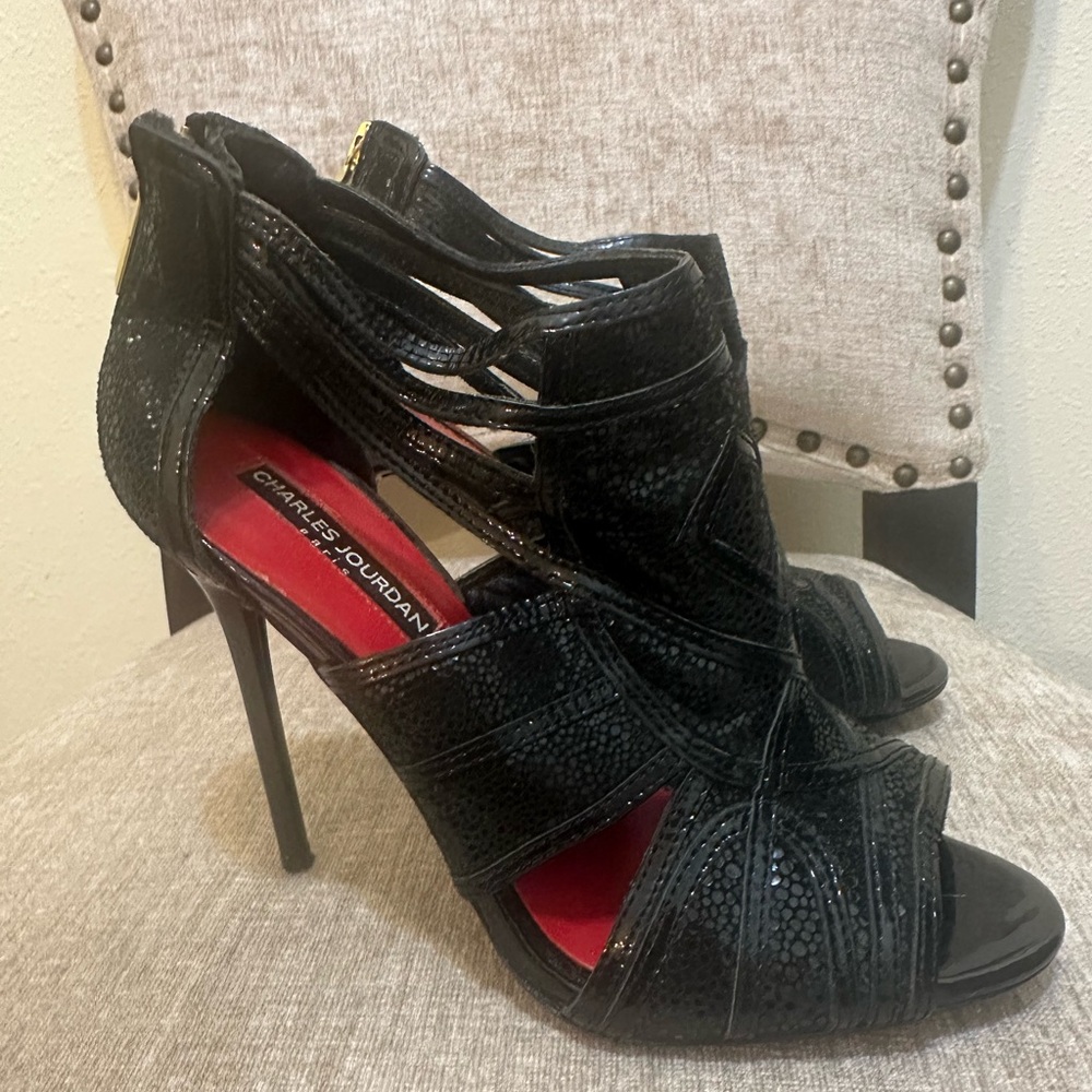 Charles Jourdan Paris high heeled cut out shoes